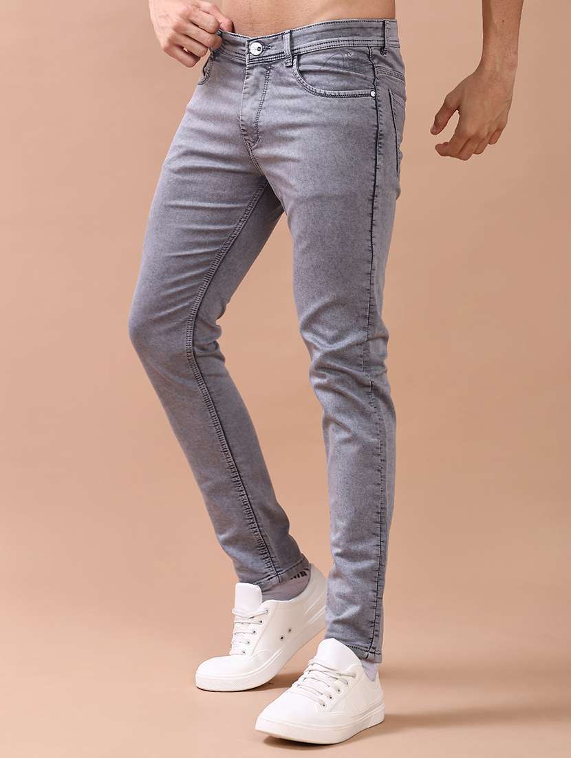 men plain mid rise full length slim fit jeans - 22069854 -  Standard Image - 1