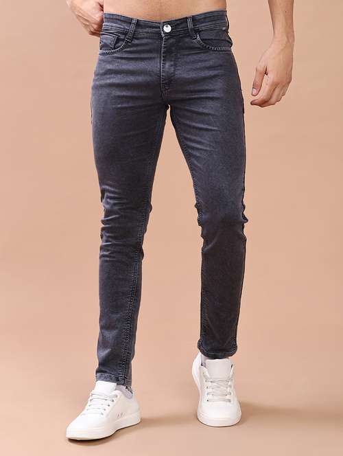 men plain mid rise full length slim fit jeans - 22069855 -  Standard Image - 0