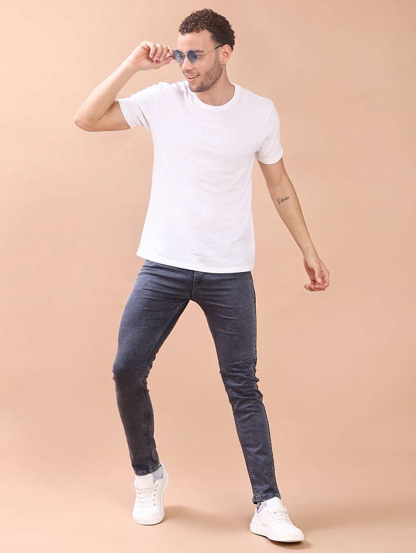 men plain mid rise full length slim fit jeans - 22069855 -  Standard Image - 4