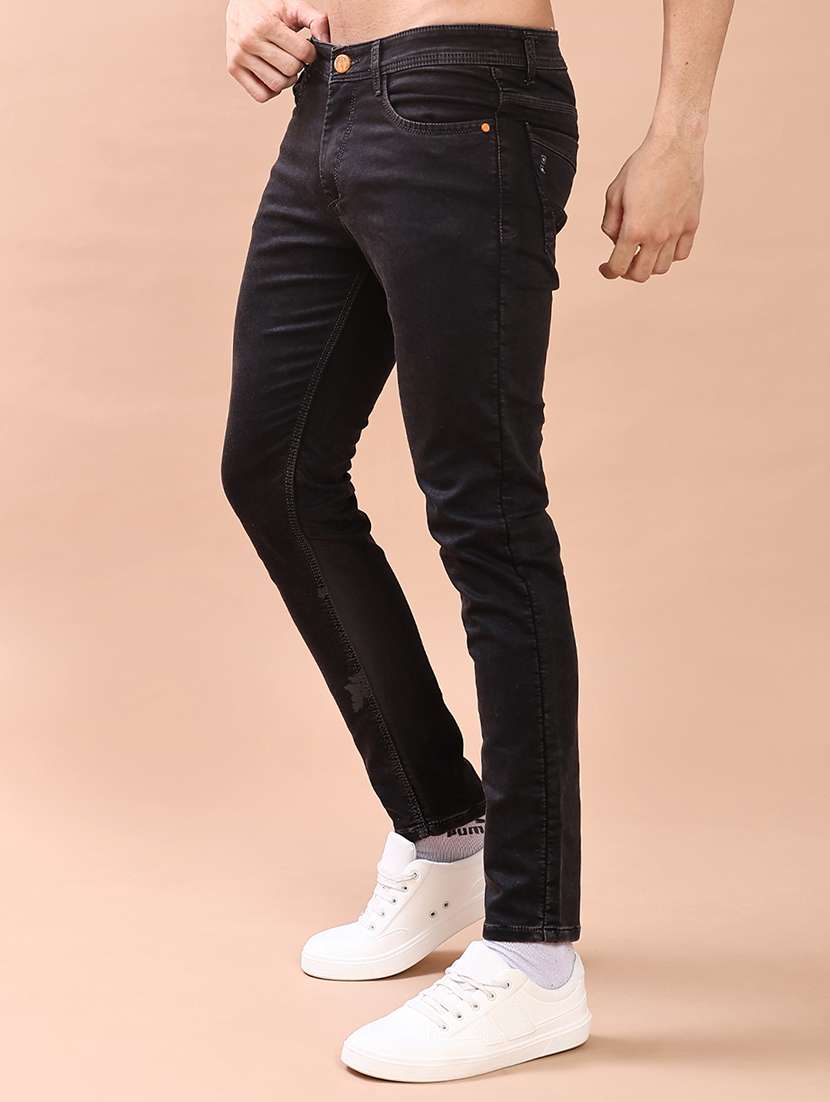 men plain mid rise full length slim fit jeans - 22069858 -  Standard Image - 1