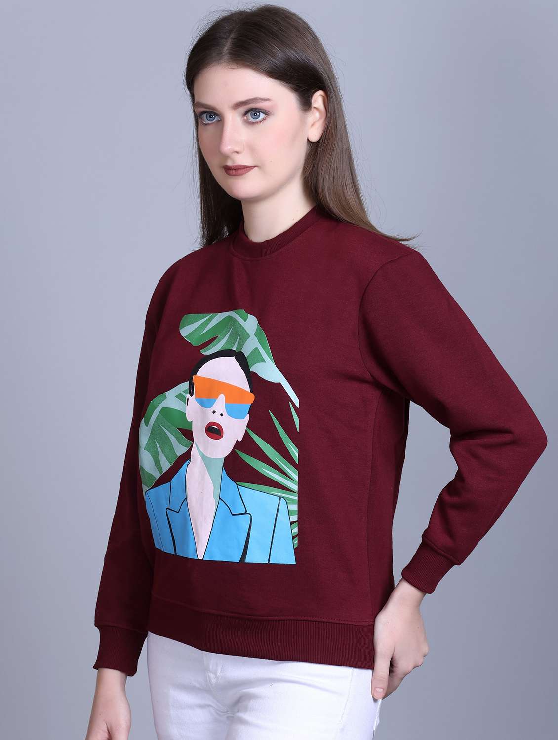 women printed long sleeve round neck sweatshirt - 22070260 -  Standard Image - 1