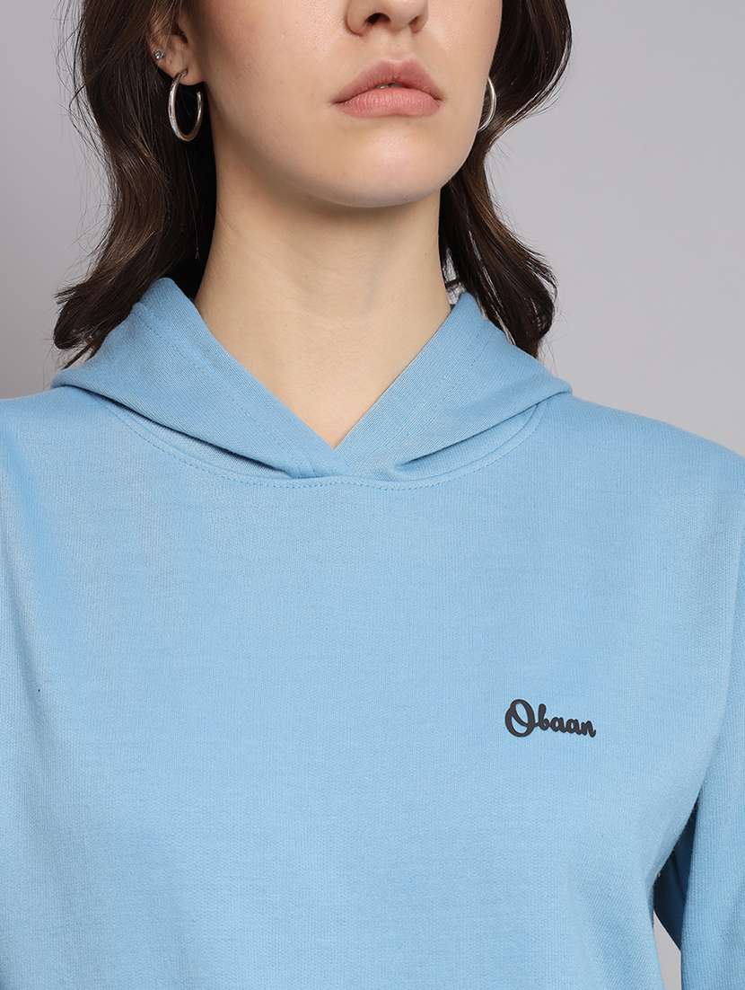 women solid long sleeve hooded sweatshirt - 22070264 -  Standard Image - 4