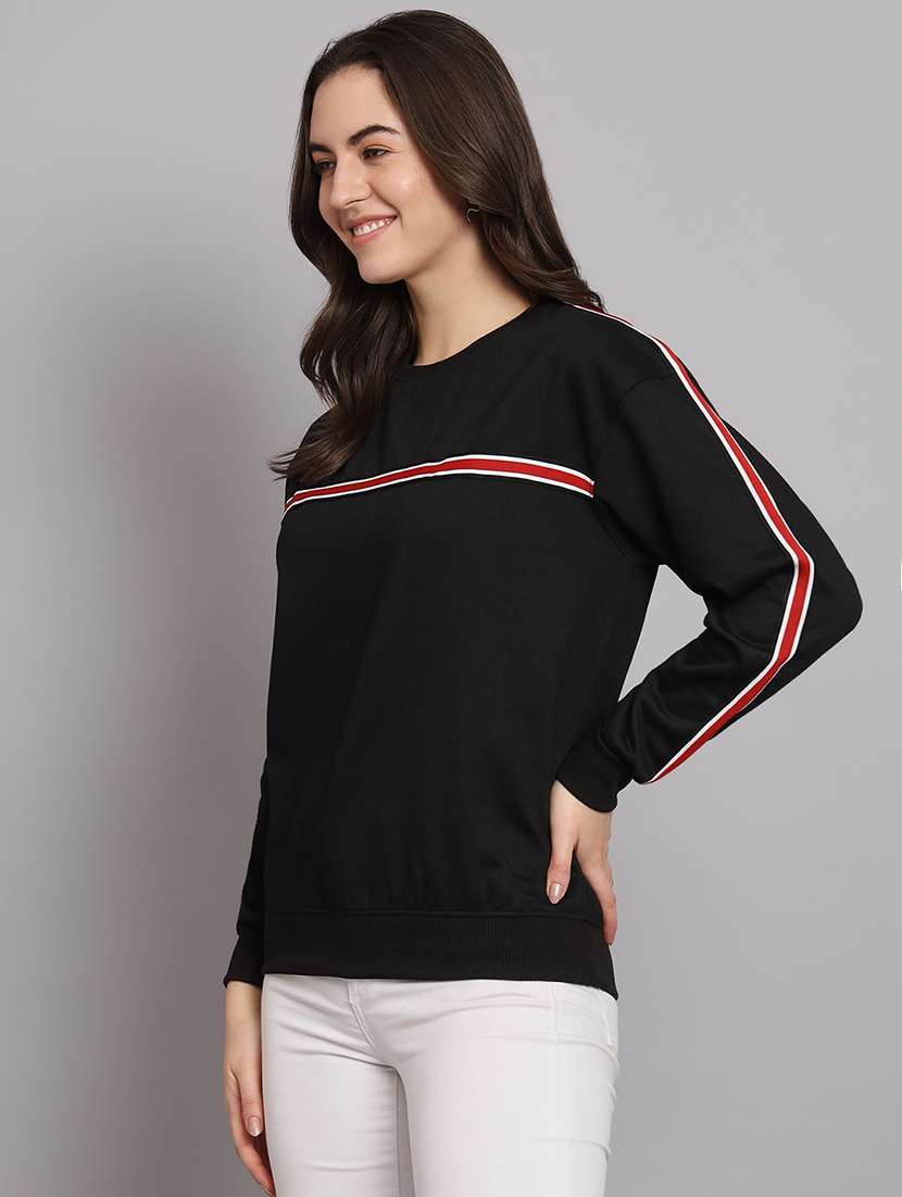 women tapered long sleeve round neck sweatshirt - 22070294 -  Standard Image - 1