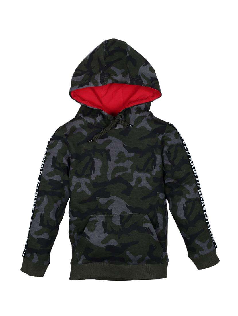 boys printed long sleeve hooded sweatshirt