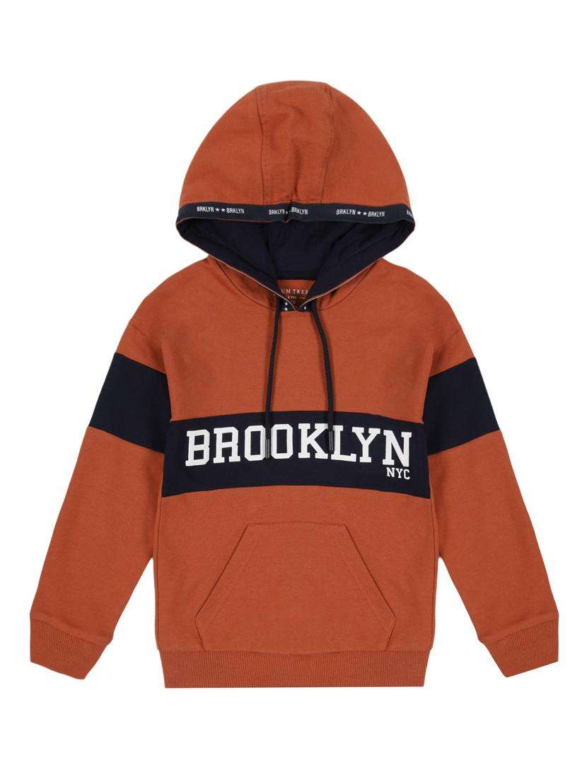 boys printed long sleeve hooded sweatshirt