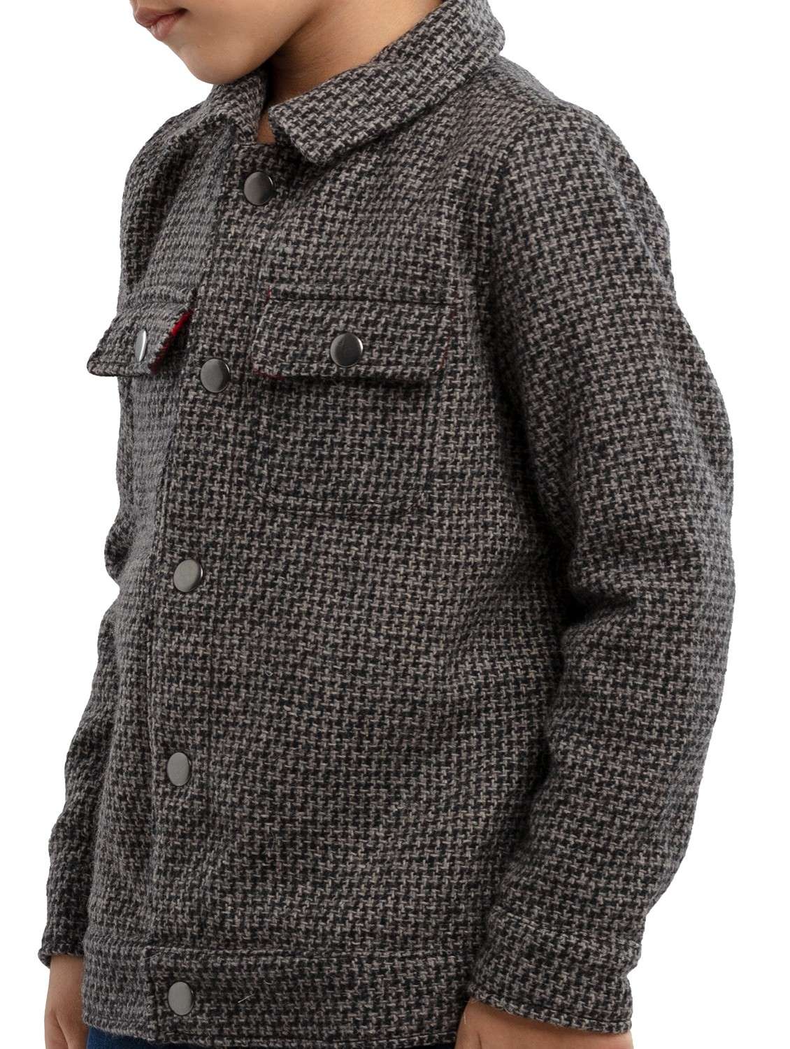 boys solid long sleeve collared shacket - 22070611 -  Standard Image - 4