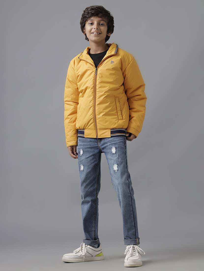 boys solid long sleeve stand collar quilted jacket - 22070629 -  Standard Image - 4