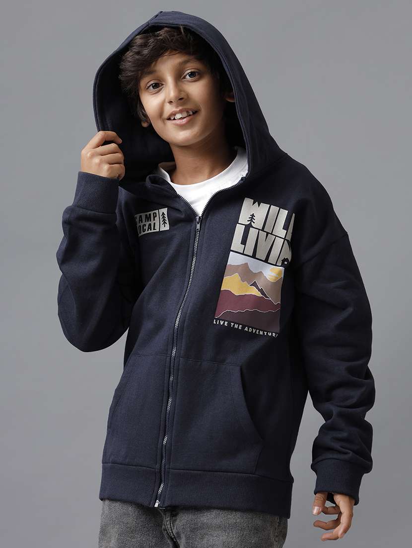 boys printed long sleeve hooded jacket