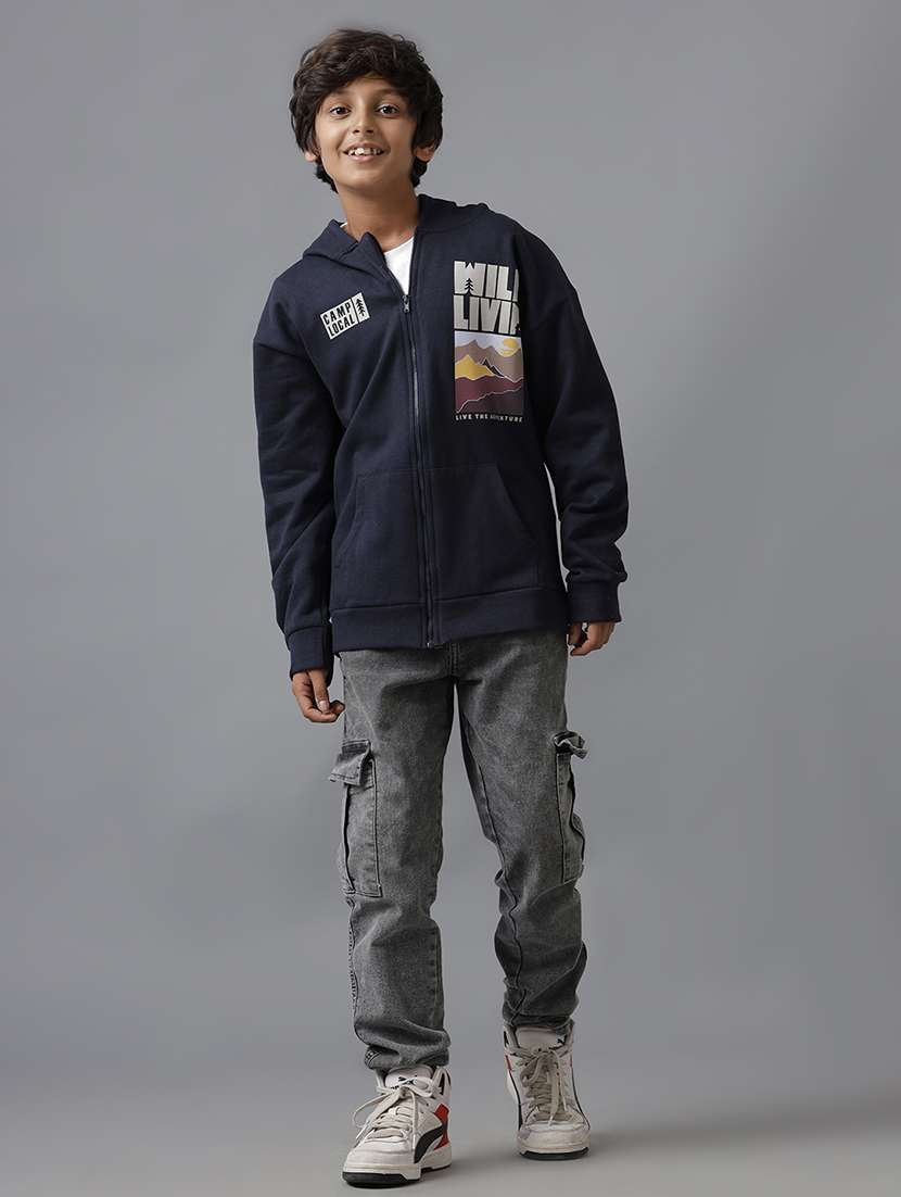 boys printed long sleeve hooded jacket - 22070631 -  Standard Image - 4