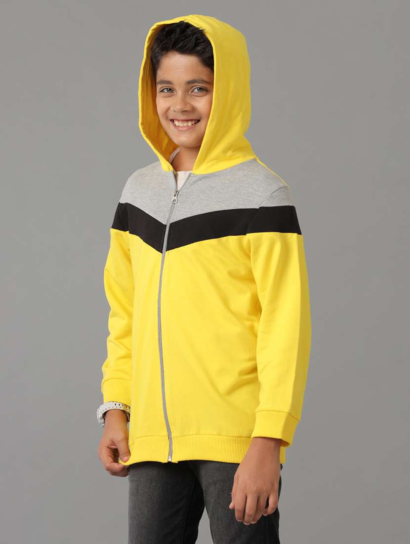 boys color blocked long sleeve hooded quilted jacket 