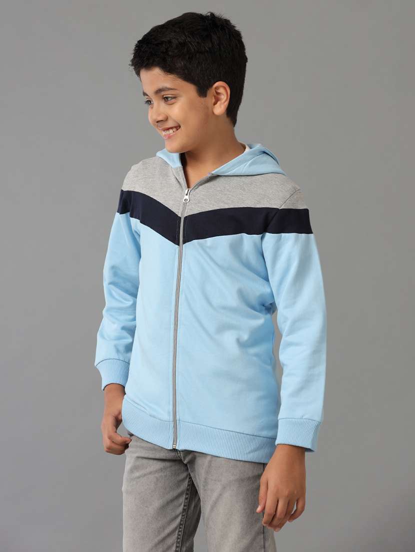 boys color blocked long sleeve hooded quilted jacket  - 22070633 -  Standard Image - 1