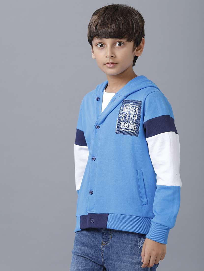 boys color blocked long sleeve hooded jacket - 22070635 -  Standard Image - 1
