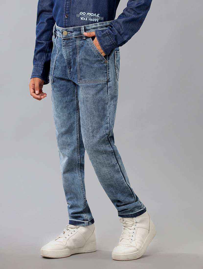 boys solid mid rise slim fit jean - 22070643 -  Standard Image - 1