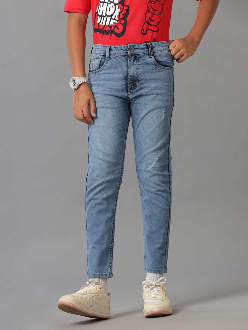 boys solid mid rise slim fit jean - 22070649 -  Standard Image - 1