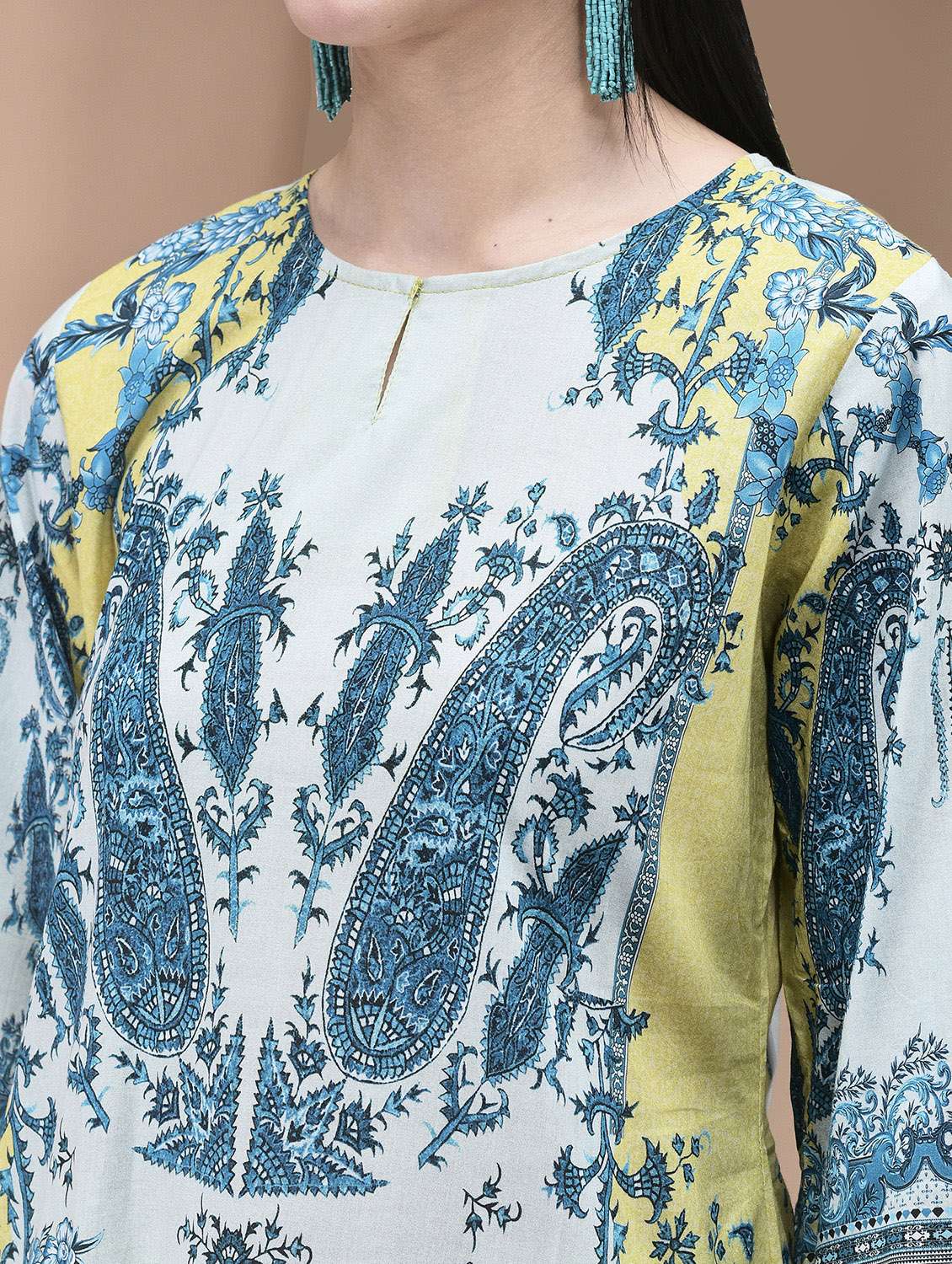 women printed three quarter sleeve kurta pant with dupatta set - 22070682 -  Standard Image - 4