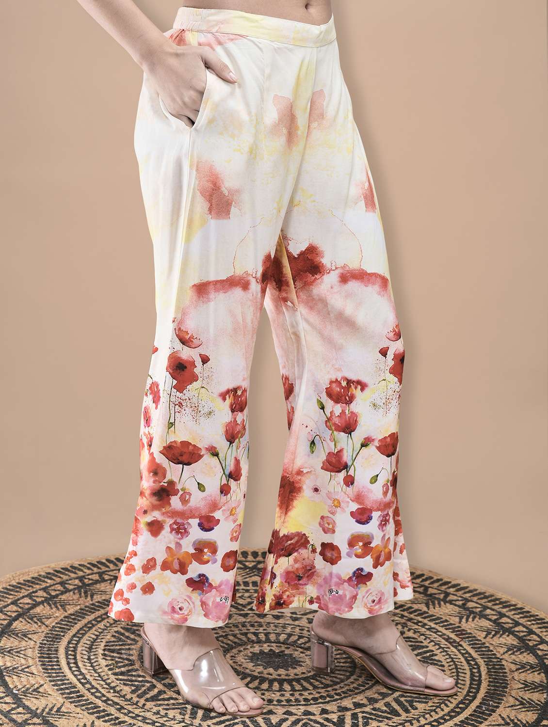 women floral three quarter sleeve ethnic co-ord set - 22070684 - Standard Image - 4