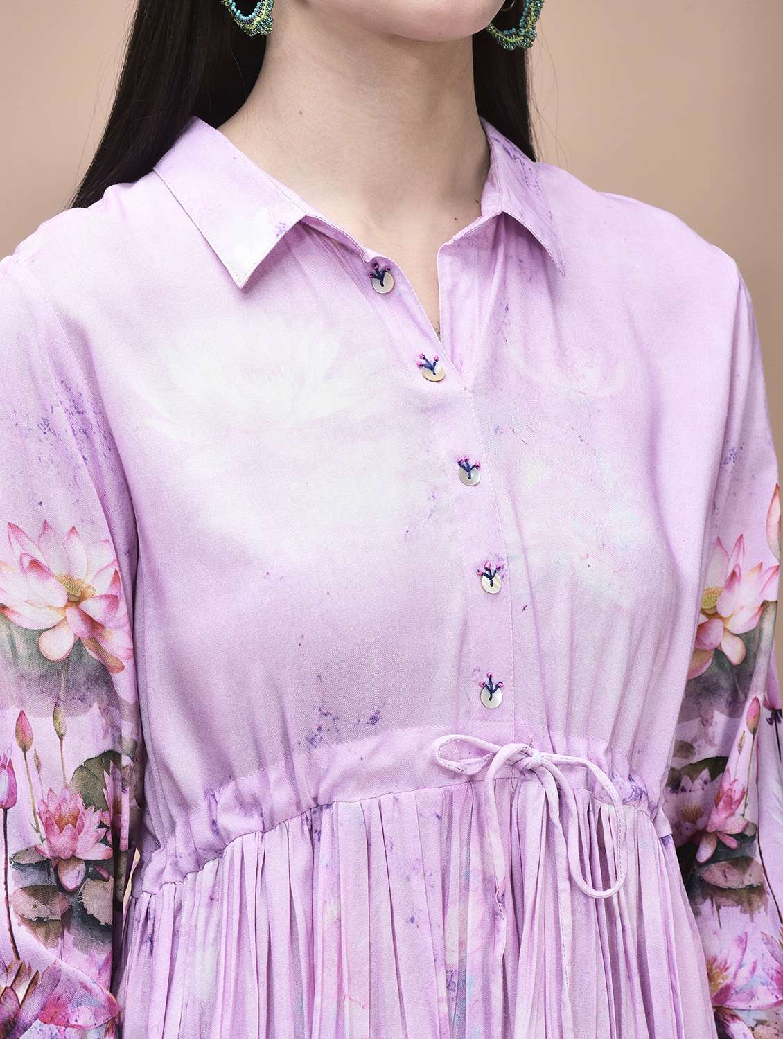 women floral three quarter sleeve fit & flare ethnic dress - 22070687 -  Standard Image - 4