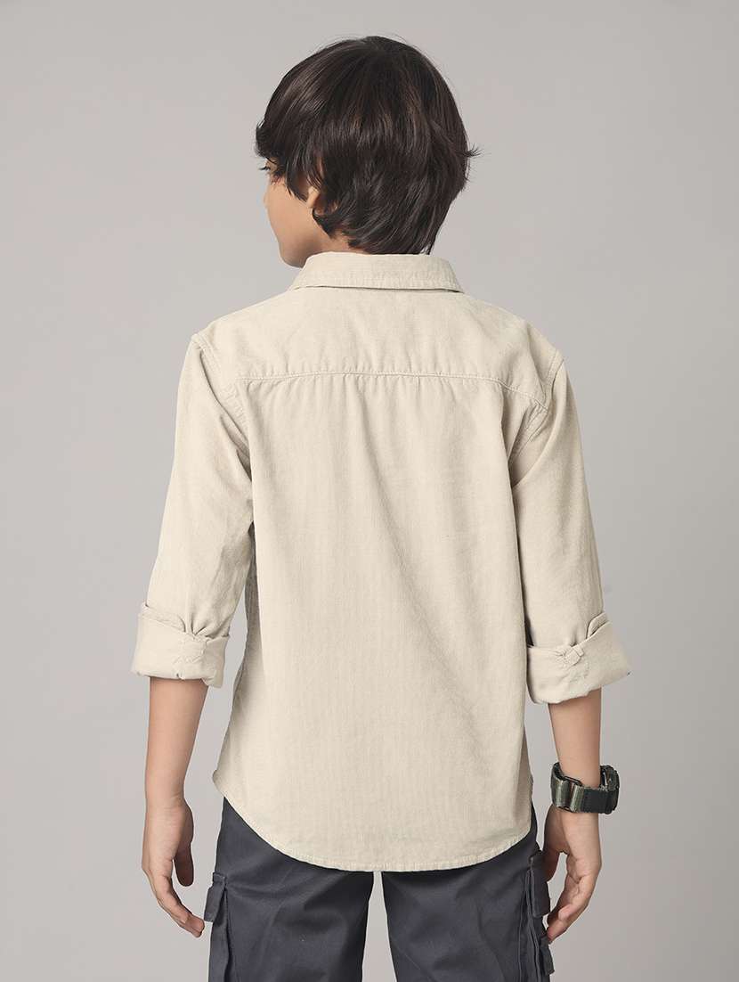 boys solid collared long sleeve shirt - 22070734 -  Standard Image - 1