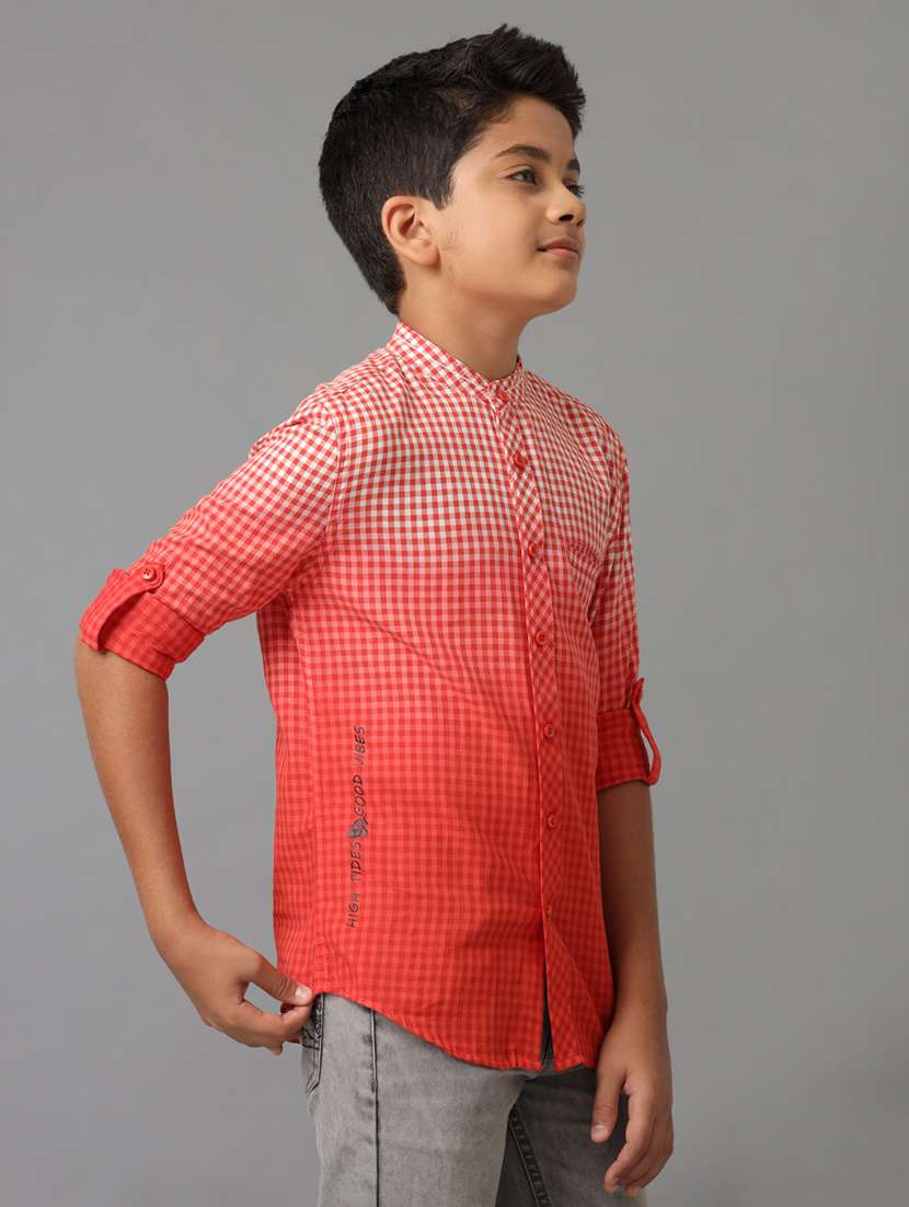 boy mandarin collared long sleeve regular fit shirt - 22070741 -  Standard Image - 1