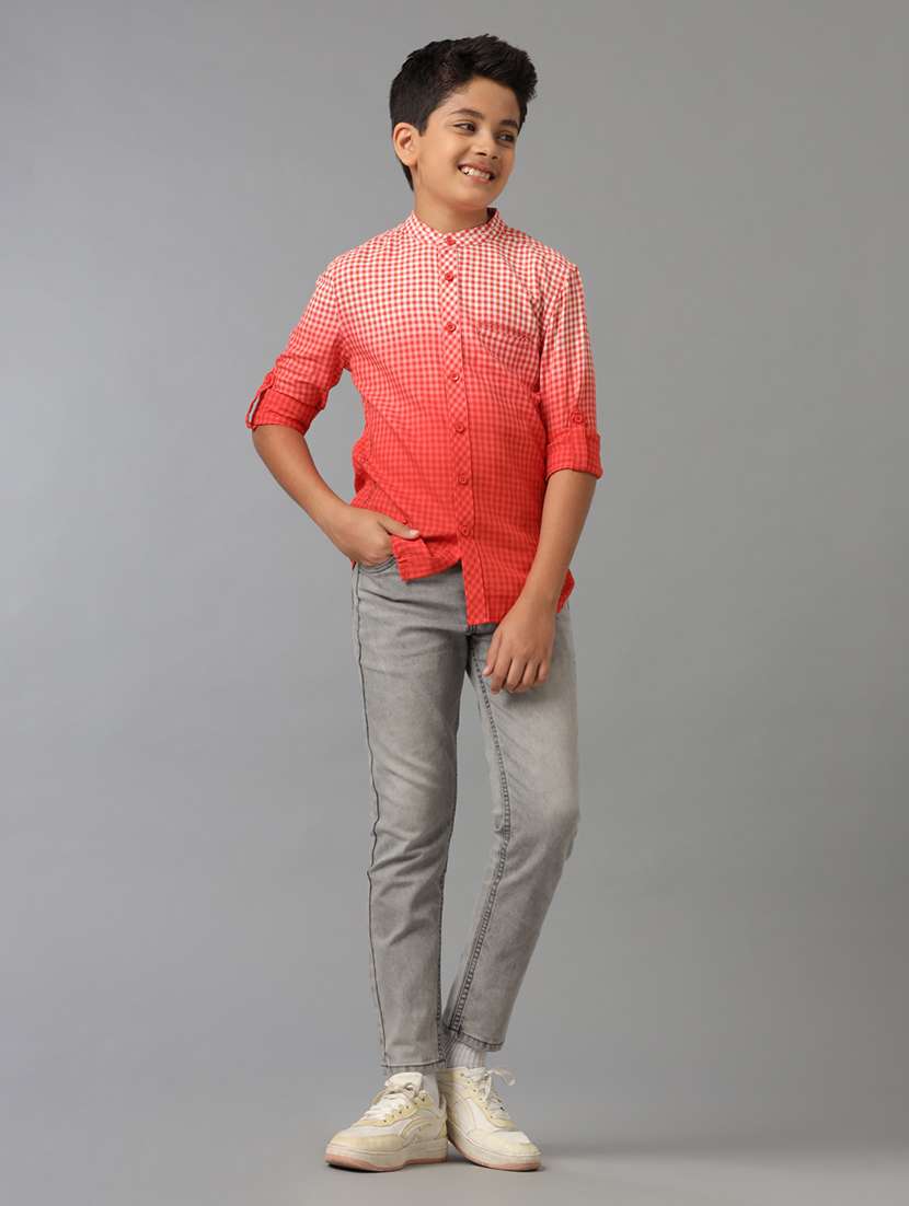 boy mandarin collared long sleeve regular fit shirt - 22070741 -  Standard Image - 4
