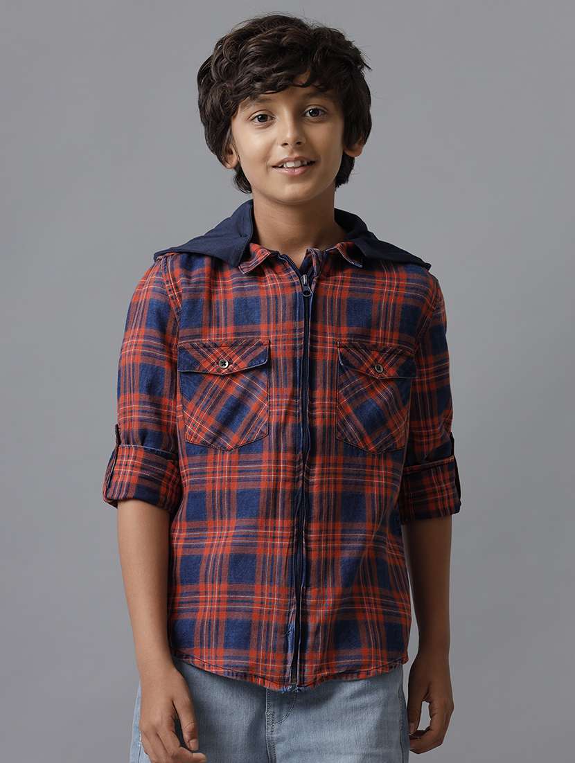 boy hooded long sleeve regular fit shirt - 22070763 -  Standard Image - 1
