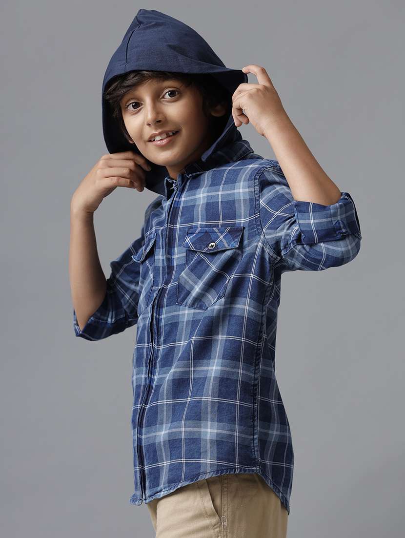 boy hooded long sleeve regular fit shirt