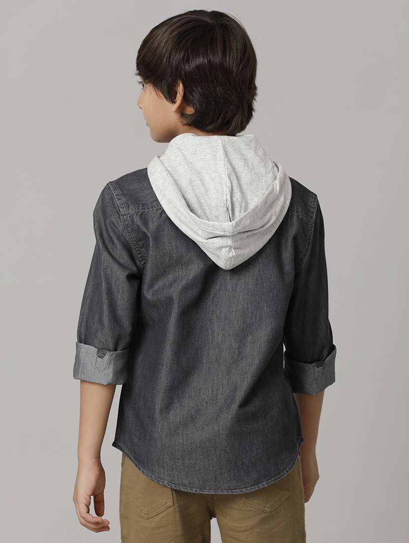 boy hooded long sleeve regular fit shirt - 22070778 - Standard Image - 1