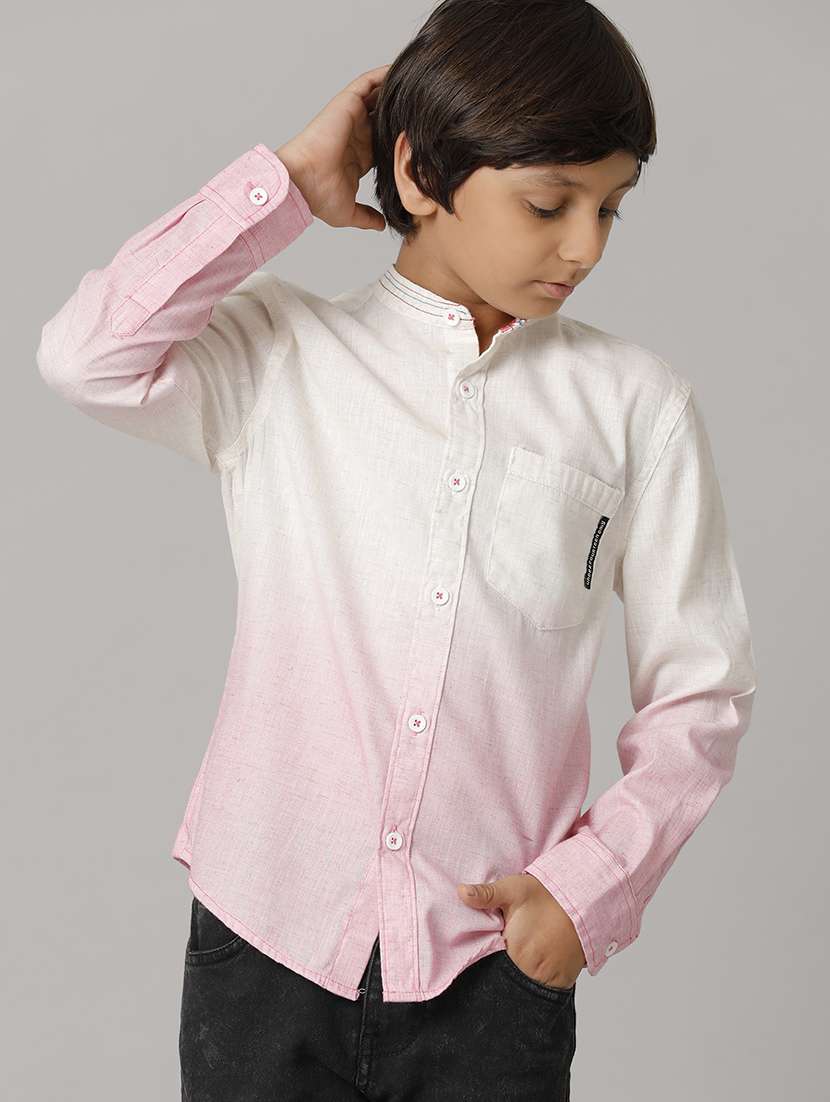 boy mandarn collared short sleeve regular fit shirt