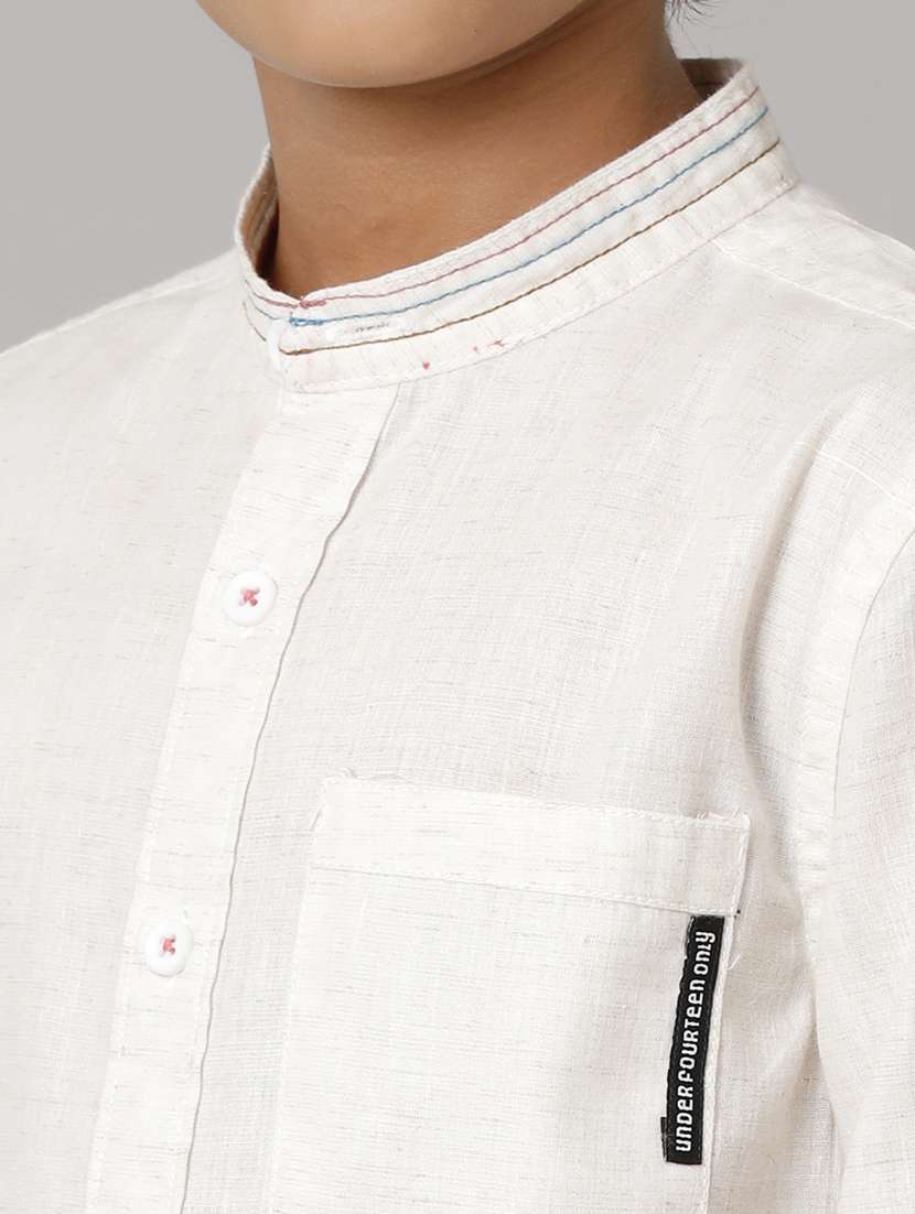 boy mandarn collared short sleeve regular fit shirt - 22070782 -  Standard Image - 4