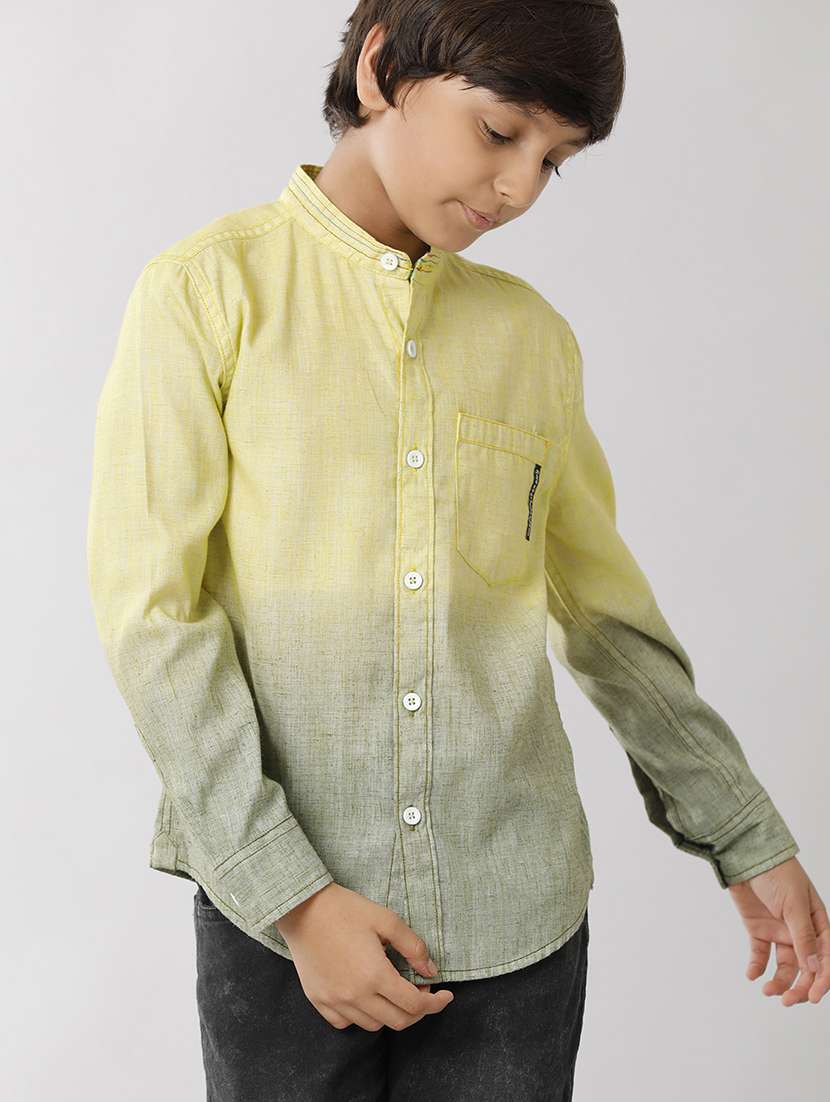 boys mandarin collar long sleeve regular fit shirt - 22070783 -  Standard Image - 1