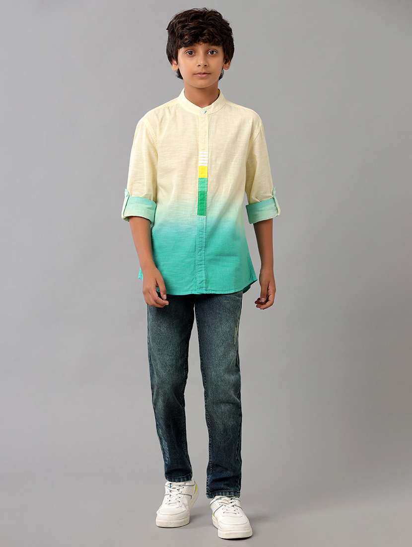 boys mandarin collar long sleeve regular fit shirt - 22070785 -  Standard Image - 4