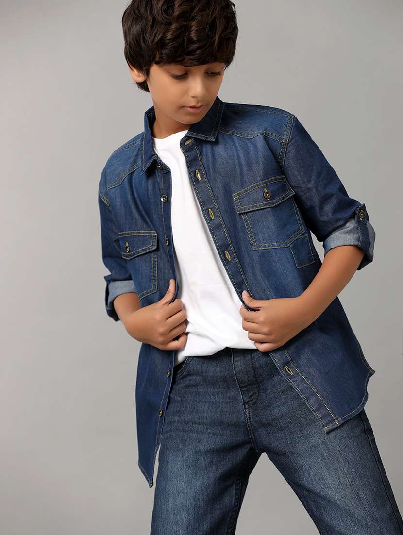 boys collared long sleeve regular fit shirt - 22070786 - Standard Image - 1