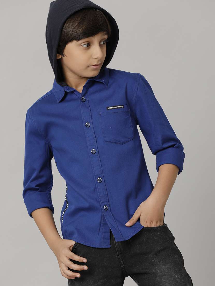 boys hooded long sleeve regular fit shirt