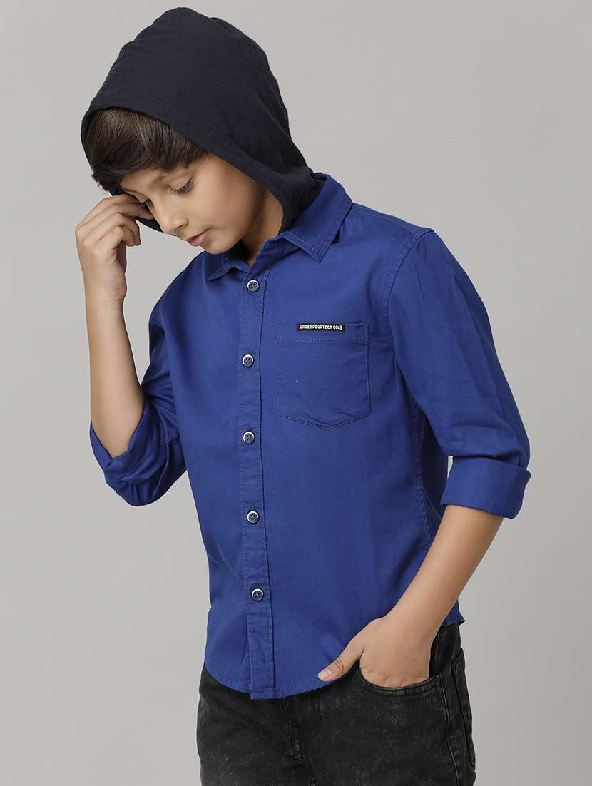 boys hooded long sleeve regular fit shirt - 22070788 -  Standard Image - 1