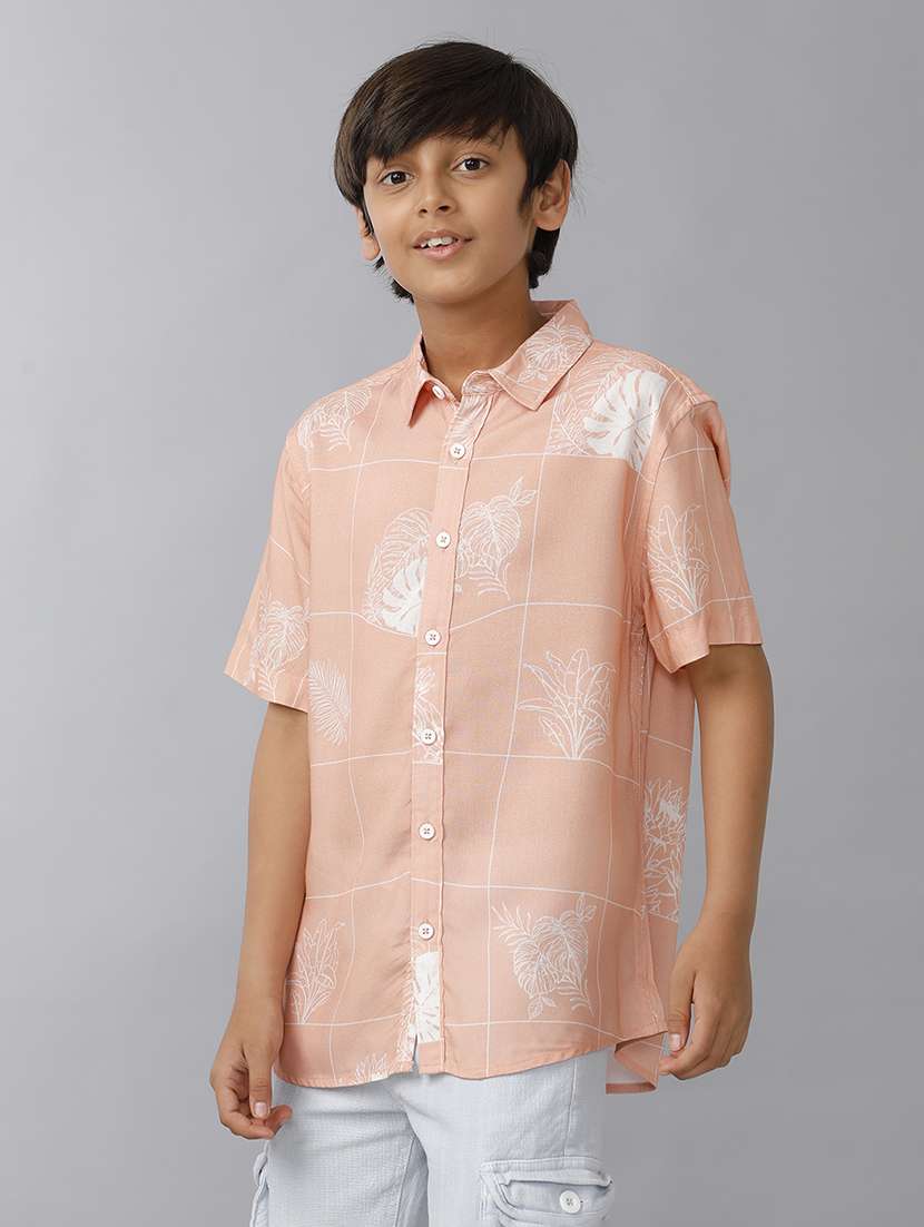 boys collared short sleeve loose fit shirt - 22070804 -  Standard Image - 1