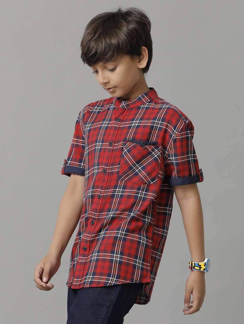 boys mandarin collared short sleeve regular fit shirt - 22070808 -  Standard Image - 1