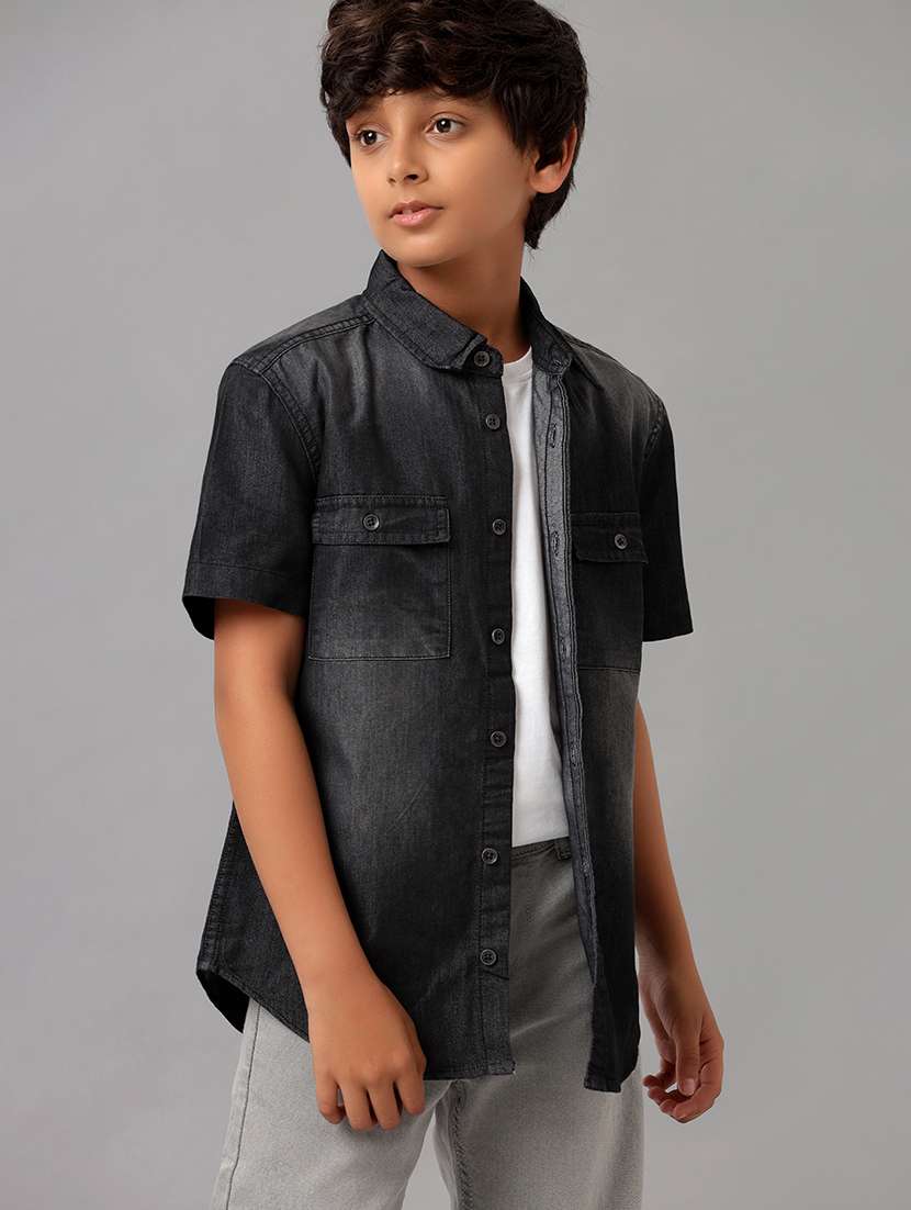 boys collared short sleeve regular fit shirt - 22070809 -  Standard Image - 1