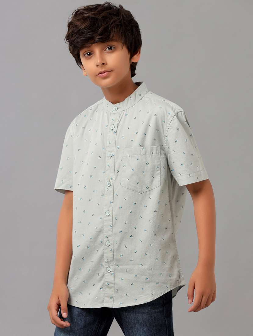 boys mandarin collared short sleeve regular fit shirt - 22070822 -  Standard Image - 1