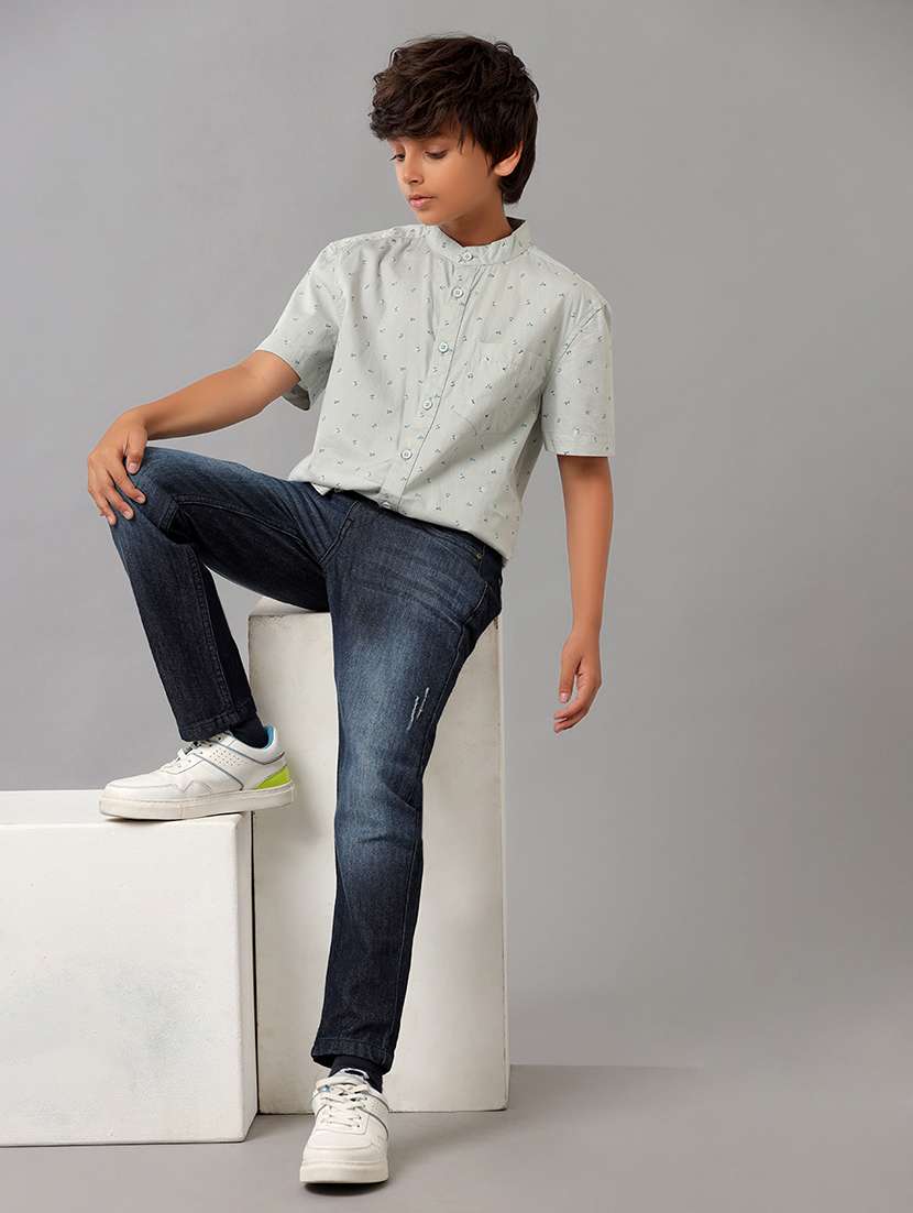 boys mandarin collared short sleeve regular fit shirt - 22070822 -  Standard Image - 4