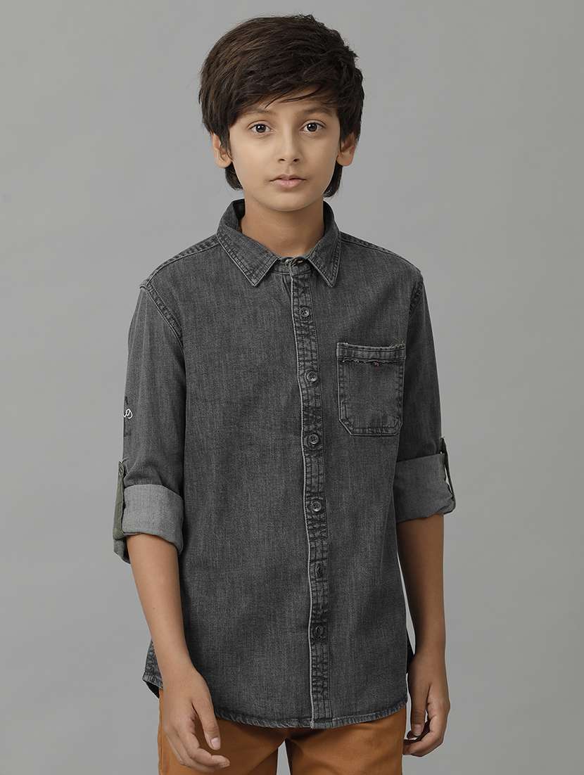 boys collared long sleeve regular fit shirt