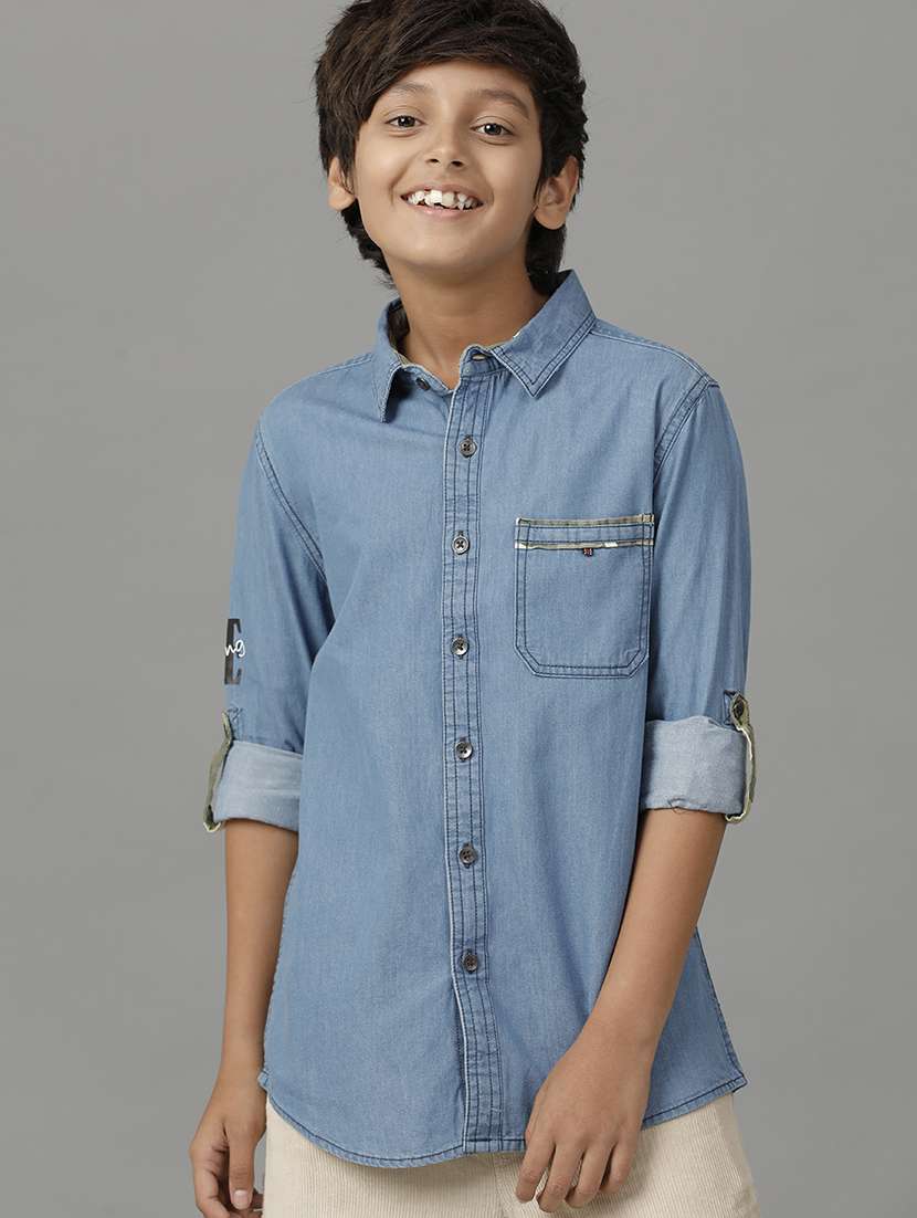 boys collared long sleeve regular fit shirt