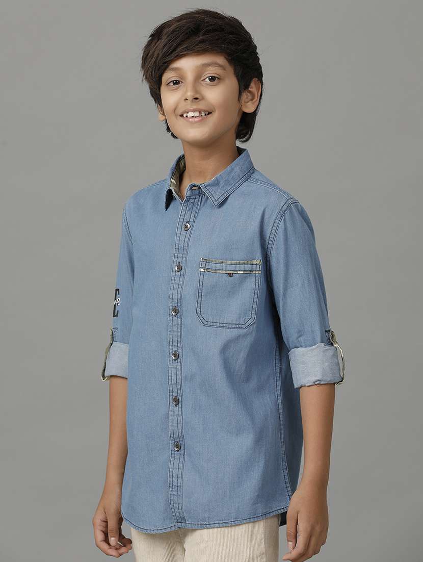 boys collared long sleeve regular fit shirt - 22070832 - Standard Image - 1