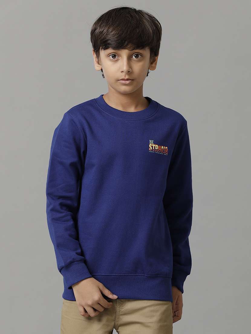 boys solid round neck long sleeve sweatshirt
