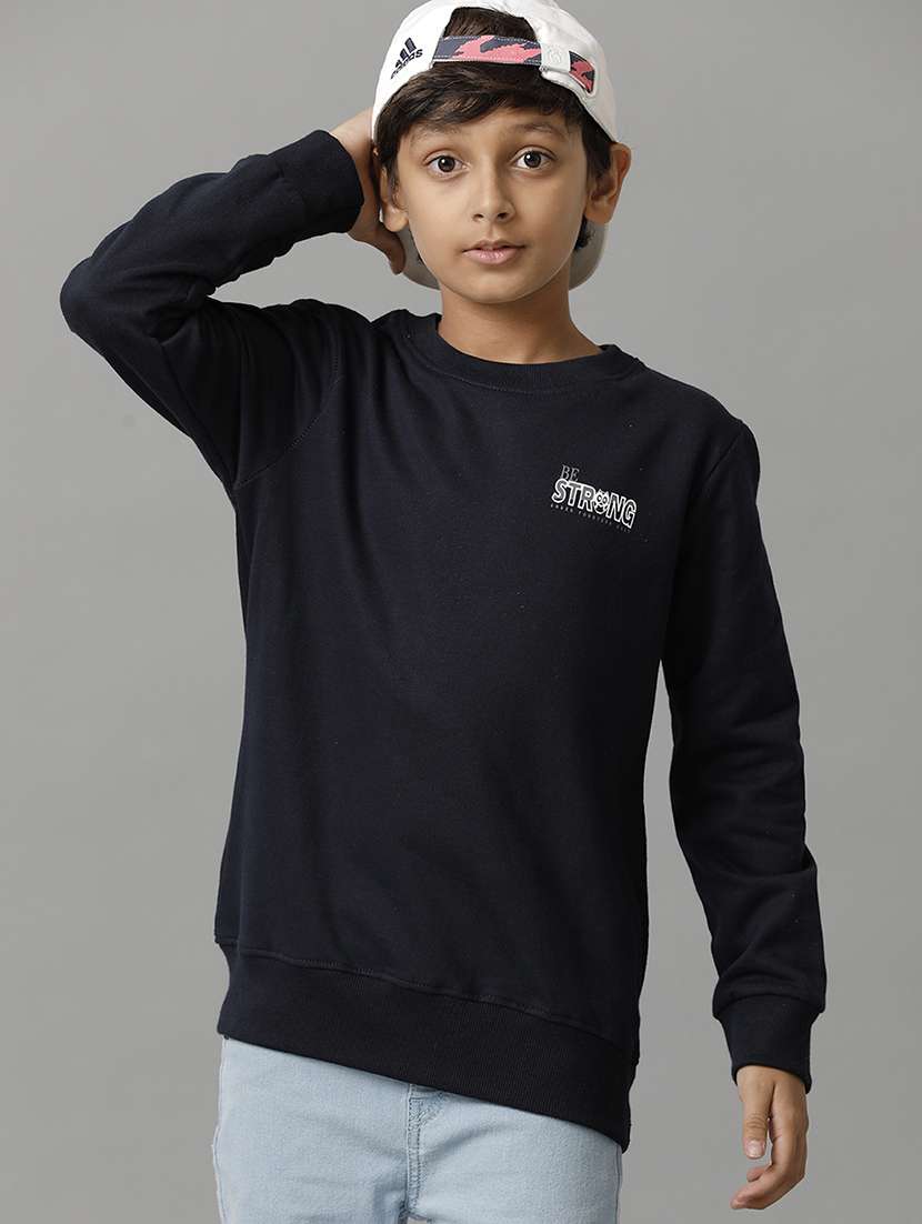 boys solid round neck long sleeve sweatshirt