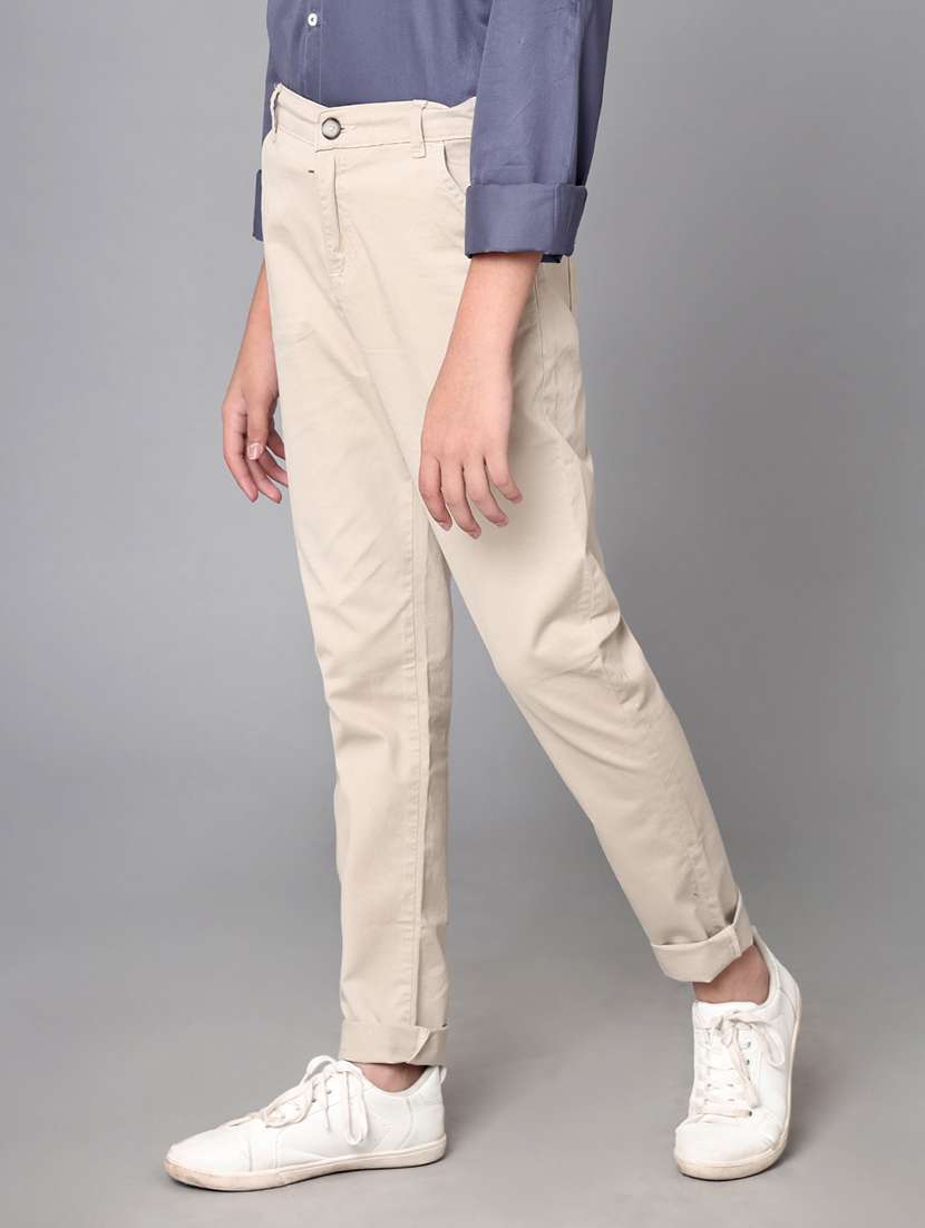 boys solid mid rise slim fit chinos - 22070907 - Standard Image - 1