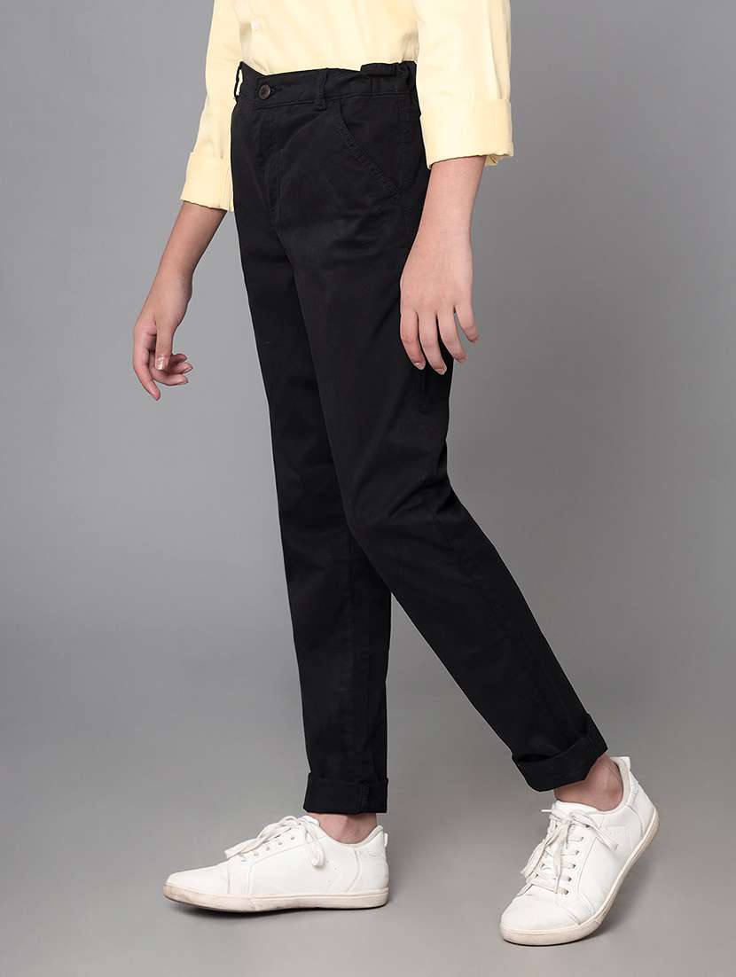 boys solid mid rise slim fit chinos - 22070910 - Standard Image - 1