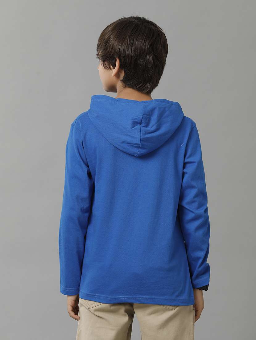 boys solid long sleeve regular fit hooded t-shirt - 22070939 -  Standard Image - 1