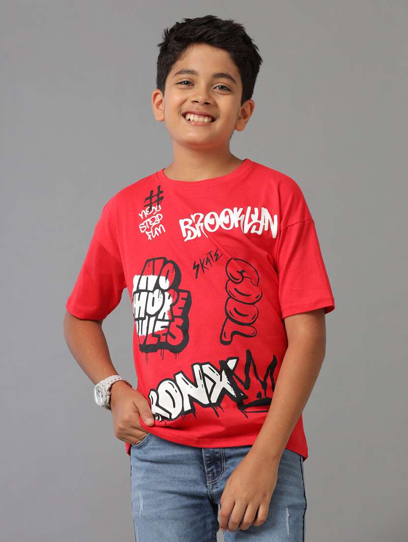 boys printed short sleeve regular fit t-shirt