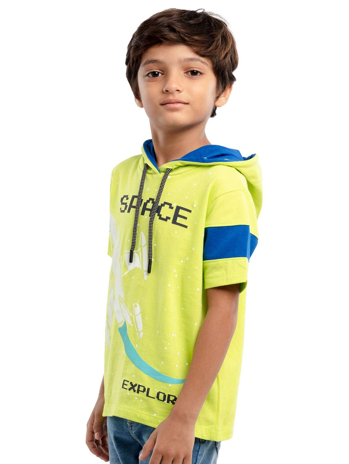 boys printed short sleeve regular fit hooded t-shirt - 22070960 - Standard Image - 1