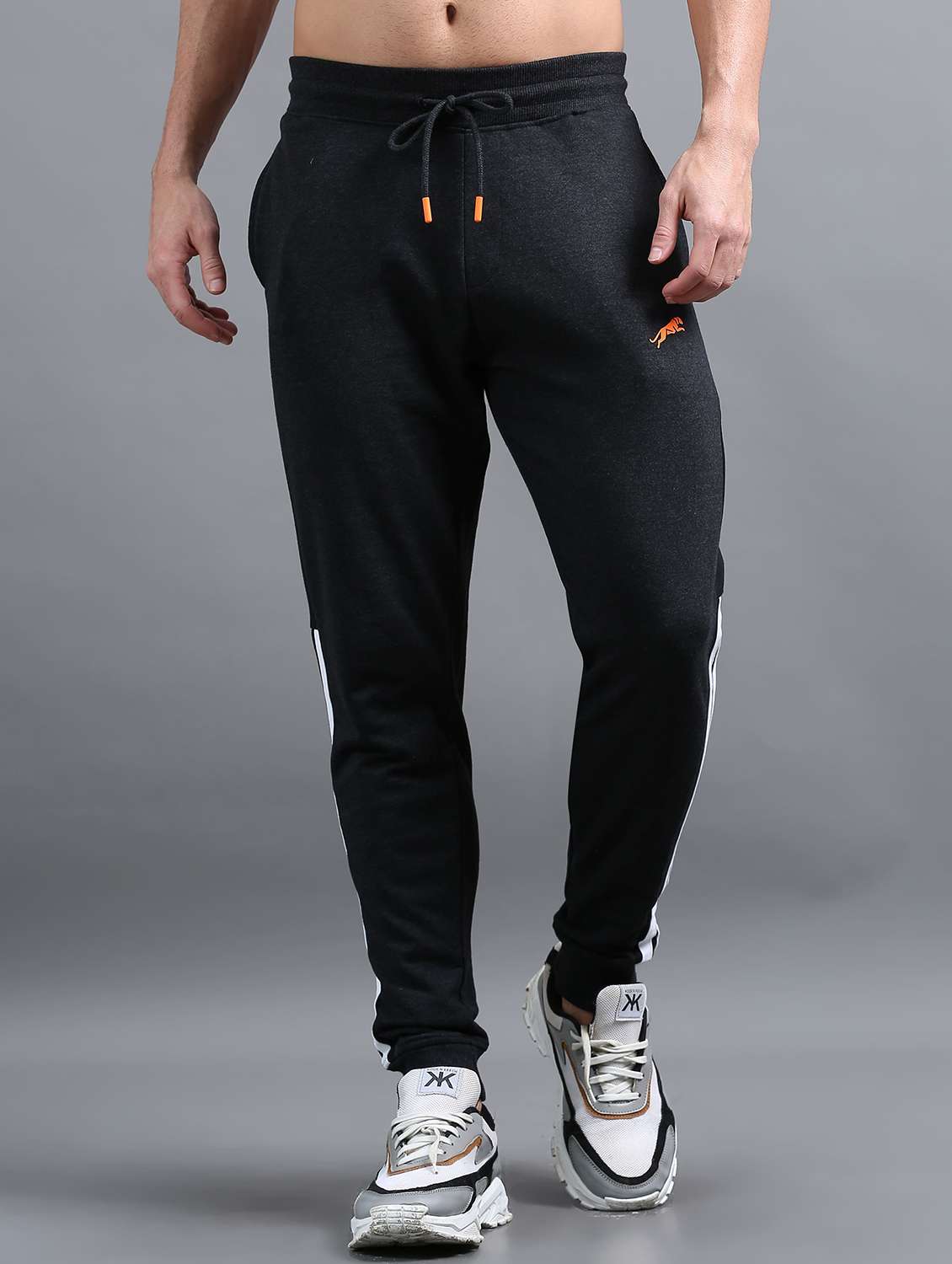 men placement print mid rise regular fit jogger